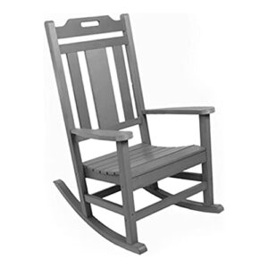 polyteak porch rockers collection poly lumber wood alternative all weather modern outdoor rocking chair for patios, porches, and pool side, grey