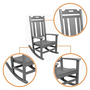 PolyTEAK Porch Rockers Collection Poly Lumber Wood Alternative All Weather Modern Outdoor Rocking Chair for Patios, Porches, and Pool Side, Grey