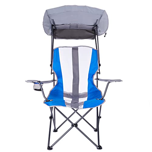 Kelsyus Original Foldable Canopy Chair for Camping, Tailgates, and Outdoor Events, Grey/Blue