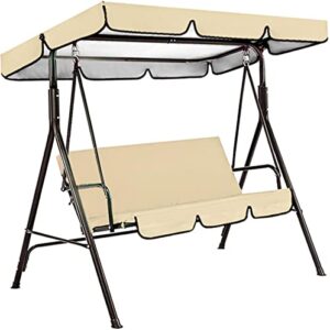 bturyt outdoor porch swing canopy waterproof top cover set, swing canopy replacement, windproof waterproof anti-uv top cover swing seat cushion cover(top cover + chair cover)