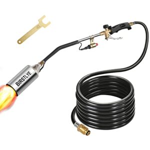 powerful propane torch weed burner,blow torch,flamethrower with turbo trigger push button igniter and 9.8 ft hose,for burning weeds,roof asphalt, ice snow,road marking,charcoal