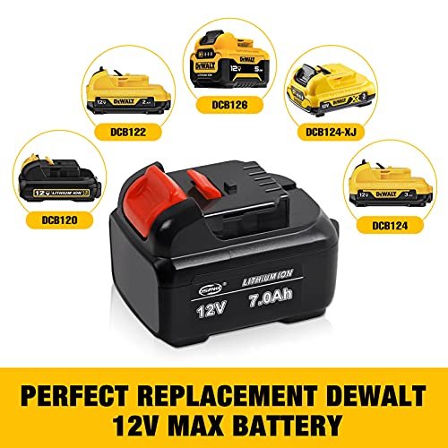 DSANKE for Dewalt 12V Lithium Ion Battery, 7000mAh Replace for DEWALT DCB120 DCB123 DCB127 12-Volt Max Lithium-ion Battery, Higher Capacity Suit All DEWALT 12V Power Tools