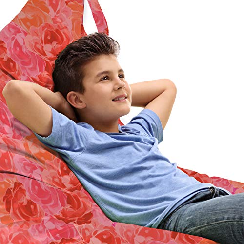 Lunarable Lounger Chair Bag, High Capacity Storage with Handle Container, Lounger Size, Red and Pink