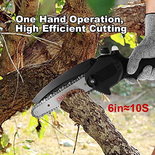 Mini Chainsaw 6 Inch Prodcyc Cordless Chainsaw with Automatic Oiler, One-Handed Portable Electric Chainsaw, 2x2.0Ah Batteries, Electric Pruning Chainsaw for Wood Cutting Garden Logging Trimming Branch