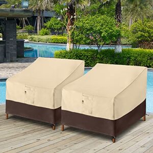 Arcedo Patio Chair Covers for Outdoor Furniture, 2 Pack Waterproof Outdoor Chair Covers, Lounge Deep Seat Lawn Chair Covers, 32" L x 40" W x 30" H, Beige & Brown