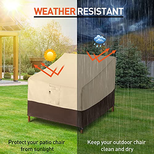 Arcedo Patio Chair Covers for Outdoor Furniture, 2 Pack Waterproof Outdoor Chair Covers, Lounge Deep Seat Lawn Chair Covers, 32" L x 40" W x 30" H, Beige & Brown