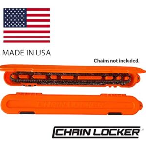 Chain Locker Original Chainsaw Chain Storage Case Orange Organization Box Universal for 6”, 8”, 10”, 12”, 14”, 16”, 18” and 20” Blade Chains Made in USA