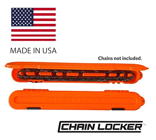 Chain Locker Original Chainsaw Chain Storage Case Orange Organization Box Universal for 6”, 8”, 10”, 12”, 14”, 16”, 18” and 20” Blade Chains Made in USA