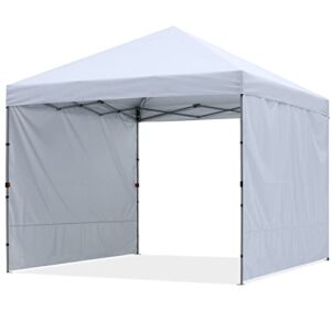 abccanopy outdoor easy pop up canopy tent with 2 sun wall 10×10, white