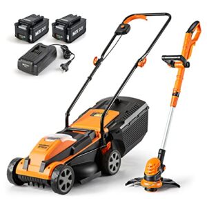 lawnmaster 20vmwgt 24v max 13-inch lawn mower and grass trimmer 10-inch combo with 2×4.0ah batteries and charger