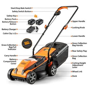 LawnMaster 20VMWGT 24V Max 13-inch Lawn Mower and Grass Trimmer 10-inch Combo with 2x4.0Ah Batteries and Charger