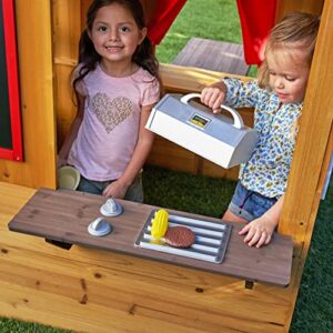 KidKraft Modern Outdoor Wooden Playhouse with Picnic Table, Mailbox and Outdoor Grill, Gift for Ages 3+