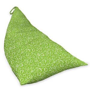 Lunarable Vegetables Lounger Chair Bag, Kitchen Eggplant Mushroom Banana Corn Carrot Food Fruit Yummy Design, High Capacity Storage with Handle Container, Lounger Size, Lime Green