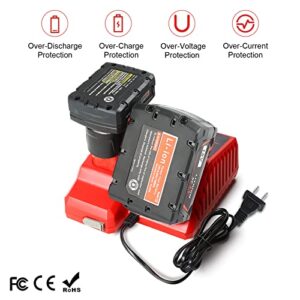 18V 9.0 Ah Battery and Charger Combo Kit for Milwaukee M-18,Replace for Milwaukee Red Lithium XC Batteries(2)+ 18V Battery Charger 48-59-1812