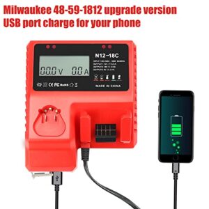 18V 9.0 Ah Battery and Charger Combo Kit for Milwaukee M-18,Replace for Milwaukee Red Lithium XC Batteries(2)+ 18V Battery Charger 48-59-1812