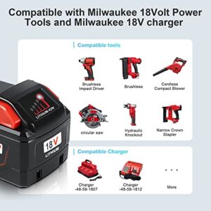 18V 9.0 Ah Battery and Charger Combo Kit for Milwaukee M-18,Replace for Milwaukee Red Lithium XC Batteries(2)+ 18V Battery Charger 48-59-1812