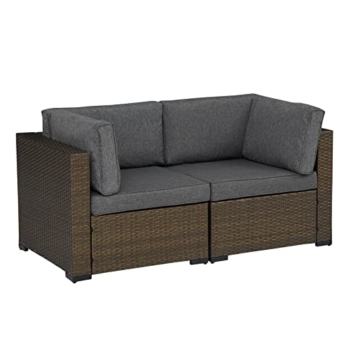 Kinsunny PE Wicker Patio Loveseats Sectional Corner Sofa Rattan Outdoor Furniture Sofa Set