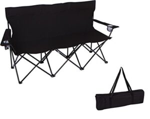 65″ triple style tri camp chair with steel frame and carry bag by trademark innovations (black)