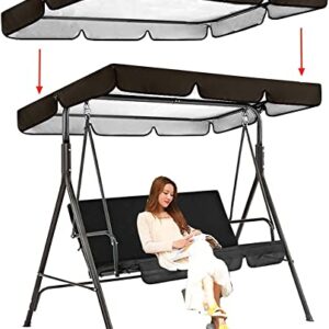 BTURYT Outdoor Sunproof Patio Swings with Canopy 210D Oxford Fabric,Patio Swing Canopy Waterproof Top Cover,Replacement Canopy Cover for 2/3-Seater-Swing-(top Cover + Chair Cover)