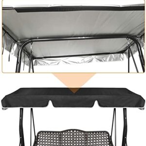 BTURYT Outdoor Sunproof Patio Swings with Canopy 210D Oxford Fabric,Patio Swing Canopy Waterproof Top Cover,Replacement Canopy Cover for 2/3-Seater-Swing-(top Cover + Chair Cover)