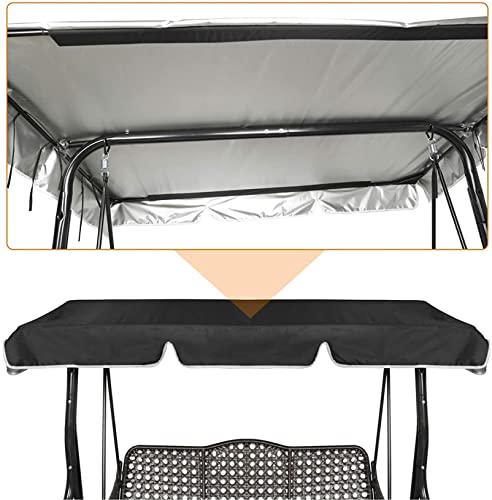 BTURYT Outdoor Sunproof Patio Swings with Canopy 210D Oxford Fabric,Patio Swing Canopy Waterproof Top Cover,Replacement Canopy Cover for 2/3-Seater-Swing-(top Cover + Chair Cover)