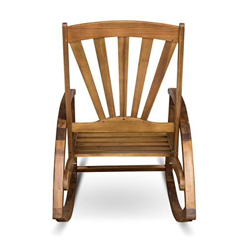 Christopher Knight Home Alva Outdoor Acacia Wood Rocking Chair with Footrest, Teak Finish