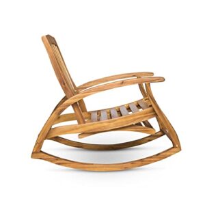Christopher Knight Home Alva Outdoor Acacia Wood Rocking Chair with Footrest, Teak Finish