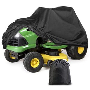 primeshield lawn riding mower cover, heavy duty waterproof windproof tractor cover, decks up to 54 inches, black