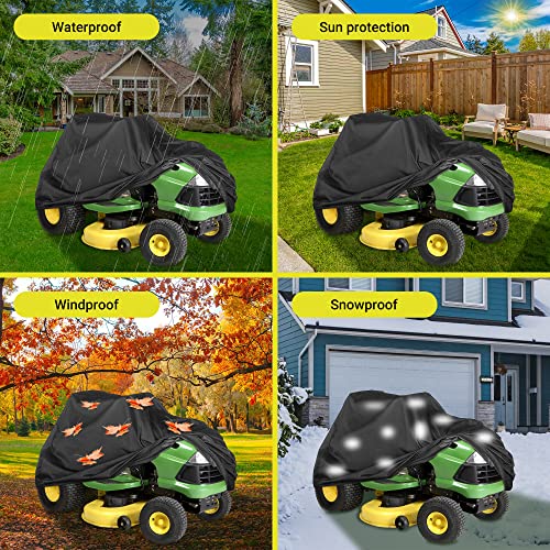 PrimeShield Lawn Riding Mower Cover, Heavy Duty Waterproof Windproof Tractor Cover, Decks up to 54 Inches, Black