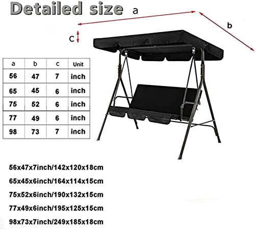 BTURYT Outdoor Porch Swing Canopy Waterproof Top Cover Set, Swing Canopy Replacement, Windproof Waterproof Anti-Uv Top Cover Swing Seat Cushion Cover(top Cover + Chair Cover)