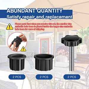 Zhengmy 6 Pieces Umbrella Base Stand Hole Ring Plug Cover and Cap Patio Umbrella Stand Replacement Parts Black Umbrella Stand Base Screw Umbrella Pole Cap