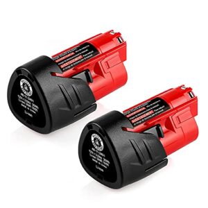 energup 2Pack 12V 3Ah 48-11-2411 Battery for Milwaukee M12 48-11-2420 Lithium-ion Battery for Milwaukee 48-11-2411 48-11-2401 48-11-2402 12-Volt Milwaukee m12 Batteries