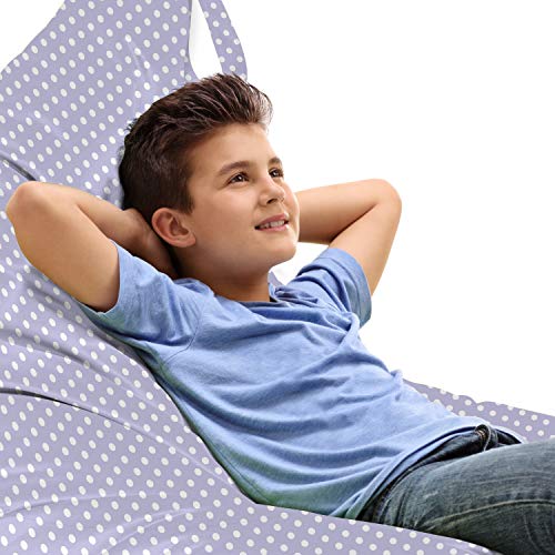 Lunarable Polka Dots Lounger Chair Bag, Old Style Polka Dots Like Little Moons Modern Era Features Dated but New Theme, High Capacity Storage with Handle Container, Lounger Size, Lilac White