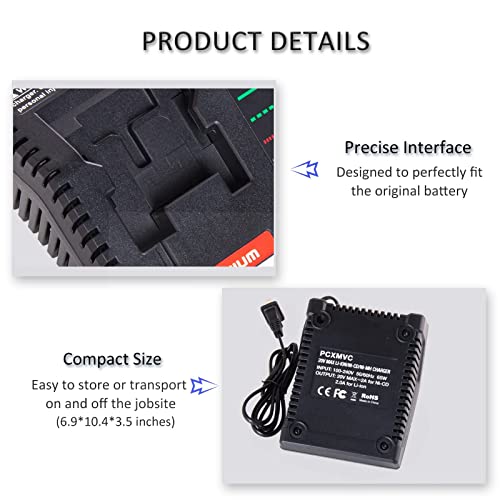 Lilocaja PCXMVC PCMVC 18V Multi-Chemistry Battery Charger Compatible with Porter Cable 18V Lithium-ion NiCd NiMh Battery PC18B PC18BLX PC18BL(CAN NOT Charge 20V Battery and Porter Cable Drill Battery)