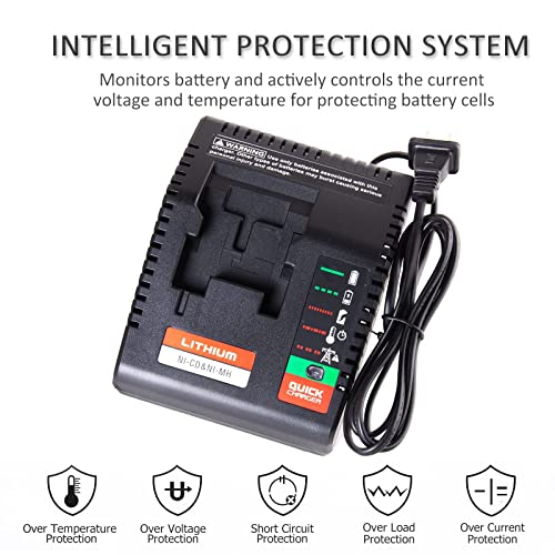 Lilocaja PCXMVC PCMVC 18V Multi-Chemistry Battery Charger Compatible with Porter Cable 18V Lithium-ion NiCd NiMh Battery PC18B PC18BLX PC18BL(CAN NOT Charge 20V Battery and Porter Cable Drill Battery)