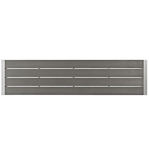 Modway Shore Aluminum Outdoor Patio Bench in Silver Gray