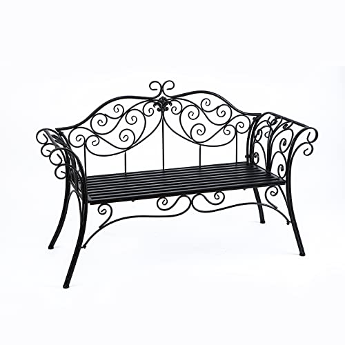 HLC 52" Garden Bench Outdoor Bench Patio Bench for Outdoors Front Porch Furniture Iron Patio Bench Park Benches for Outside