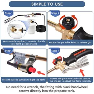 Propane Torch Weed Burner,Blow Torch,Heavy Duty,High Output 800,000 BTU,Flamethrower with Turbo Trigger Push Button Igniter and 9.8 FT Hose for Roof Asphalt,Ice Snow,Road Marking,Charcoal