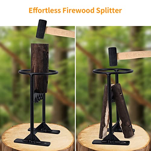 Brightown Firewood Kindling Splitter, Manual Kindling Wood Splitting Tool, Cast Steel Log Splitter Wedge, Hand Sturdy Heavy Duty Firewood Cutter Splits Firewood Safely for Home & Campsite