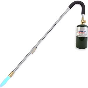 IGNIGHTER Weed Burner Torch – Use with Propane and MAPP Gas – with Built-in Piezo Igniter and Flame Control Valve – 35 Inches Long.