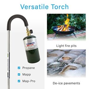 IGNIGHTER Weed Burner Torch – Use with Propane and MAPP Gas – with Built-in Piezo Igniter and Flame Control Valve – 35 Inches Long.