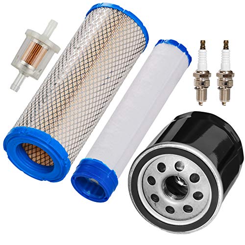 HIFROM Air Filter & Pre Filter Cleaner Oil Filter Spark Plug Tune Up Kit Compatible with Kawasaki FH601D FH680D FH721D FX651V FX691V FX730V 25 HP Engines Replacement for 11013-7020 49065-7010