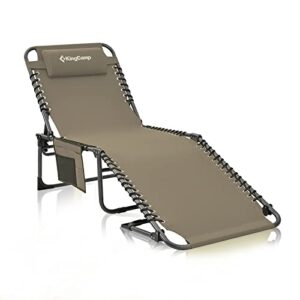 KingCamp Reclining Lounger Chair Camping Cots, 74.8" x 23.2" x 13.3", Beige