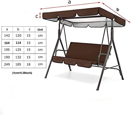 BTURYT Patio Swing Canopy Replacement Top Cover, Replacement Cover for Swing Canopy, Garden Seater Sun Shade,Swing Hammock Protector Furniture Cover,(top Cover + Chair Cover)