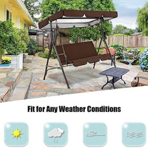 BTURYT Patio Swing Canopy Replacement Top Cover, Replacement Cover for Swing Canopy, Garden Seater Sun Shade,Swing Hammock Protector Furniture Cover,(top Cover + Chair Cover)