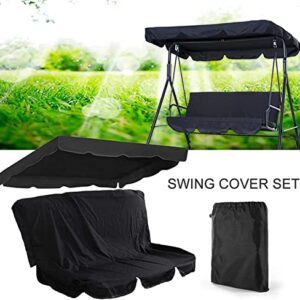 BTURYT Patio Swing Canopy Replacement Top Cover, Replacement Cover for Swing Canopy, Garden Seater Sun Shade,Swing Hammock Protector Furniture Cover,(top Cover + Chair Cover)