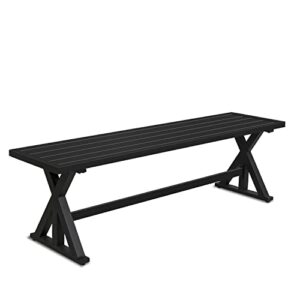 meooem outdoor patio bench, 61.2″ metal picnic benches, sturdy x-leg dining seating all weather for garden bistro backyard (5ft for 2-3 persons)