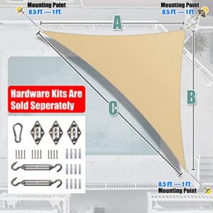 Amgo 10' x 10' x 14' Beige Right Triangle Sun Shade Sail Canopy Awning Shelter Fabric ATARPT10 - UV Block UV Resistant Heavy Duty Commercial Grade - Outdoor Patio Carport - (We Customize)