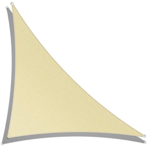 Amgo 10' x 10' x 14' Beige Right Triangle Sun Shade Sail Canopy Awning Shelter Fabric ATARPT10 - UV Block UV Resistant Heavy Duty Commercial Grade - Outdoor Patio Carport - (We Customize)