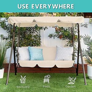 BTURYT Waterproof Patio Swing Canopy Cover Set, Swing Canopy Replacement, Windproof Waterproof Anti-UV Top Cover for Patio Swing 2-3 Seat Chair Sunshade(top Cover + Chair Cover)
